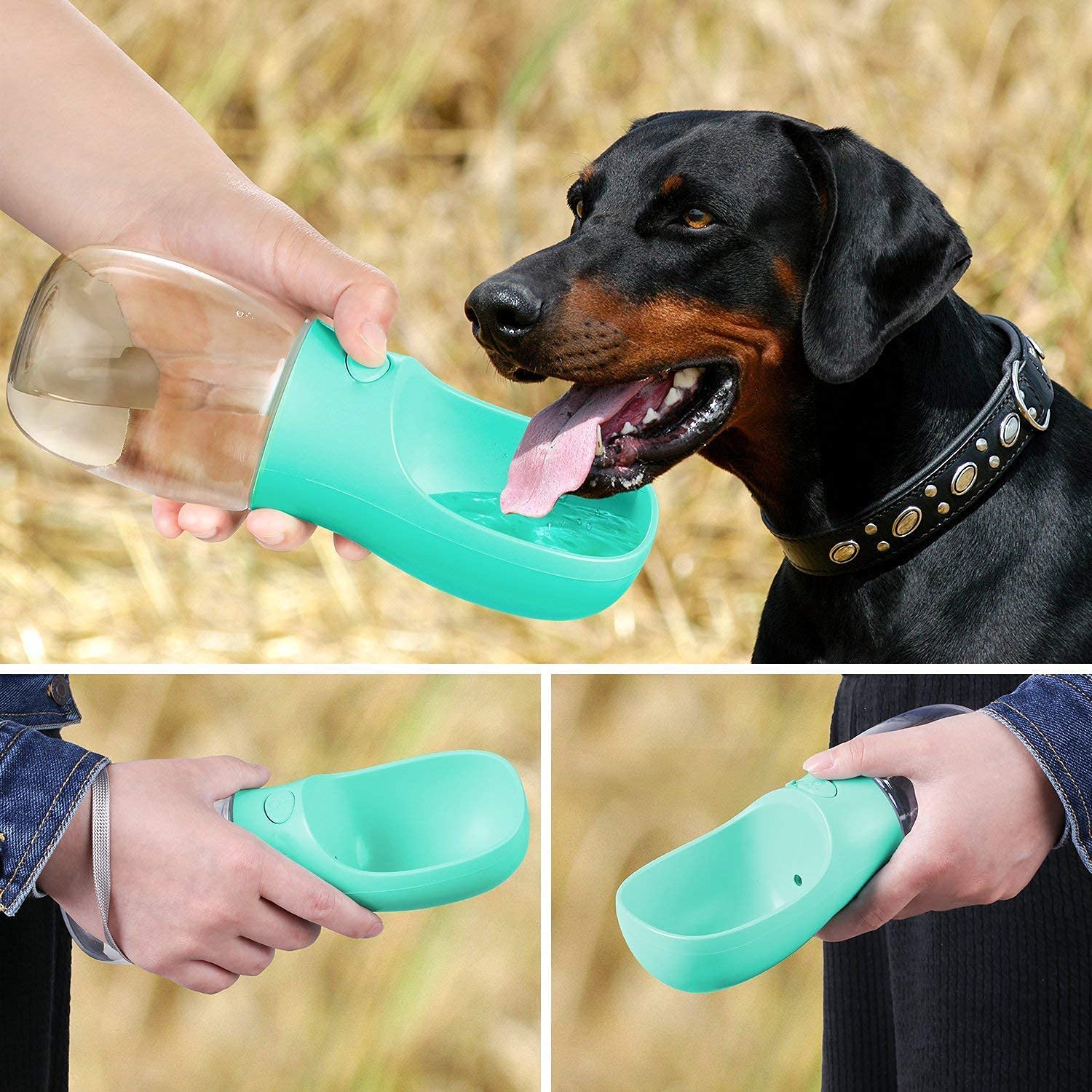 Dog Water Bottle, Leak Proof Portable Puppy Water Dispenser with Drinking Feeder for Pets Outdoor Walking, Hiking, Travel, Food Grade Plastic