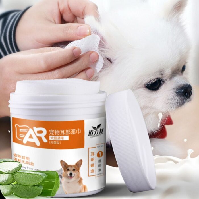 Pet Ear Wipes to Wipe Ears for Dogs & Cats Ear Cleaning (130 pcs)