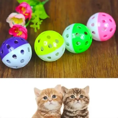 Plastic Puppy Cat Round Play Ball with Bell Pounce Chase Rattle Pet Chew Toys